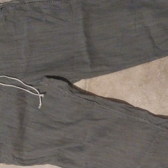 Eileen fisher Tencel/Cotton Pull On Pants Drawstring Waist Washed Grey Black - Picture 6 of 9